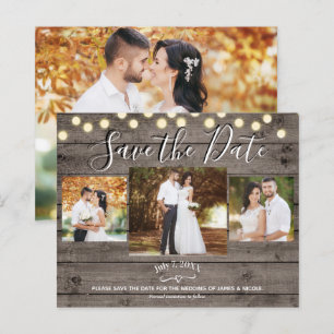 Minimaal Rustiek Hout & Licht Foto Save the Date