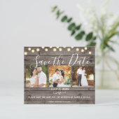 Minimaal Rustiek Hout & Licht Foto Save the Date (Staand voorkant)