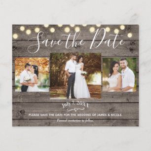 Minimaal Rustiek Hout & Licht Foto Save the Date K