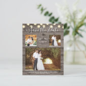 Minimaal Rustiek Hout & Lichten Foto Save the Date (Staand voorkant)
