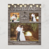 Minimaal Rustiek Hout & Lichten Foto Save the Date (Voorkant)