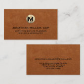 Minimaal Sable Leather Gold Initiaal Visitekaartje (Voorkant / Achterkant)