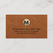 Minimaal Sable Leather Gold Initiaal Visitekaartje (Voorkant)