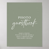 Minimaal Sage Green Modern Photo Guestbook-teken Poster (Voorkant)