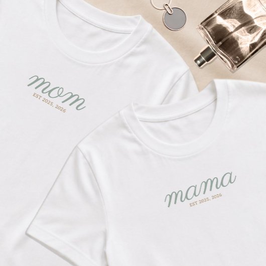 Minimaal Sage Script & Gouden Moeder Gevestigd T-shirt