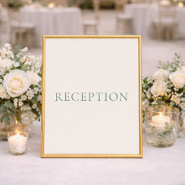 Minimaal Salie Groene Trouwreceptie Bord Poster