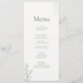Minimaal saliegroen botanisch trouwmenu menu (Voorkant)