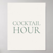 Minimaal Saliegroen Bruiloftscocktailuur Bord Poster (Voorkant)