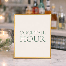 Minimaal Saliegroen Bruiloftscocktailuur Bord Poster