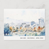 Minimaal San Jose, Californië Aquarel Reis Briefkaart (Voorkant)