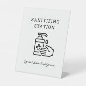 Minimaal Sanitizer Sanitizing Station Sign. Reclamebord Met Voetstuk (Voorkant)