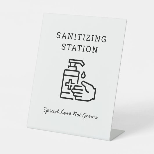 Minimaal Sanitizer Sanitizing Station Sign. Reclamebord Met Voetstuk (Voorkant)
