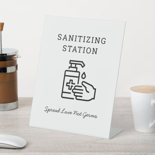 Minimaal Sanitizer Sanitizing Station Sign. Reclamebord Met Voetstuk (Insitu)