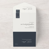 MINIMAAL SCANDI BLACK EN WITTE MONOGRAM DIE ALLE A ALL IN ONE UITNODIGING (Buitenkant)