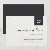 MINIMAAL SCANDI BLACK EN WITTE TYPOGRAFIE WEDING BEDANKKAART (Voorkant / Achterkant)
