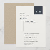 MINIMAAL SCANDI BLACK WHITE MONOGRAM WEDDING INVIT BEDANKKAART (Voorkant / Achterkant)