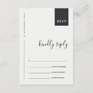 MINIMAAL SCANDI BLACK WHITE TYPOGRAPHY WEDDING RSV INFORMATIEKAARTJE