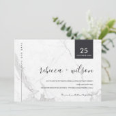 MINIMAAL SCANDI MARBLE STONE TEXTURE TYPOGRAPHY SAVE THE DATE (Staand voorkant)
