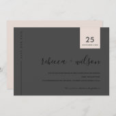 MINIMAAL SCANDI MODERN BLACK BLUSH PINK TYPOGRAPHY SAVE THE DATE (Voorkant / Achterkant)