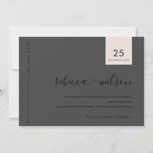 MINIMAAL SCANDI MODERN BLACK BLUSH PINK TYPOGRAPHY SAVE THE DATE