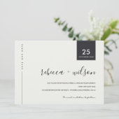 MINIMAAL SCANDI MODREN ZWARTE EN WITTE TYPOGRAFIE SAVE THE DATE (Staand voorkant)