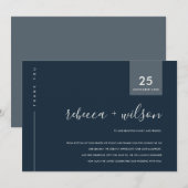 MINIMAAL SCANDI NAVY GRAY BLUE TYPOGRAPHY WEDING BEDANKKAART (Voorkant / Achterkant)