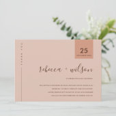 MINIMAAL SCANDI RUST PINK PEACH TYPOGRAPHY WEDING BEDANKKAART (Staand voorkant)