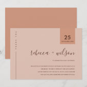 MINIMAAL SCANDI RUST PINK PEACH TYPOGRAPHY WEDING BEDANKKAART (Voorkant / Achterkant)