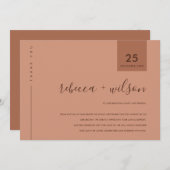 MINIMAAL SCANDI RUST TERRACOTTA TYPOGRAPHY WEDING BEDANKKAART (Voorkant / Achterkant)