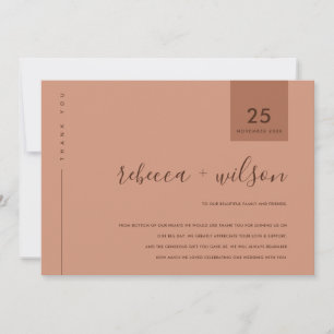 MINIMAAL SCANDI RUST TERRACOTTA TYPOGRAPHY WEDING BEDANKKAART