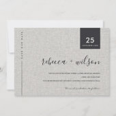 MINIMAAL SCANDI RUSTIC GRAY LINEN KRAFT TYPOGRAPHY SAVE THE DATE (Voorkant)