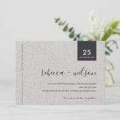 MINIMAAL SCANDI RUSTIC GRAY LINEN KRAFT TYPOGRAPHY SAVE THE DATE (Staand voorkant)