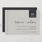 MINIMAAL SCANDI RUSTIC GRAY LINEN KRAFT TYPOGRAPHY SAVE THE DATE (Voorkant / Achterkant)