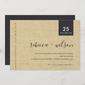MINIMAAL SCANDI RUSTIC OCHER LINEN KRAFT TYPOGRAPH SAVE THE DATE (Voorkant / Achterkant)