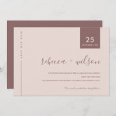 MINIMAAL SCANDI SOFT BLUSH PEACH PINK TYPOGRAPHY SAVE THE DATE (Voorkant / Achterkant)