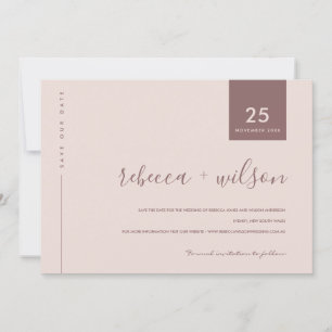 MINIMAAL SCANDI SOFT BLUSH PEACH PINK TYPOGRAPHY SAVE THE DATE
