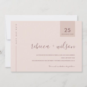 MINIMAAL SCANDI SOFT BLUSH PEACH PINK TYPOGRAPHY SAVE THE DATE