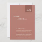 MINIMAAL SCANDI TERRACOTTA RUST MONOGRAM WEDING BEDANKKAART (Voorkant)