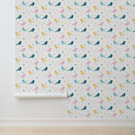 Minimaal Scandi Vogelpatroon Babykamer Behang