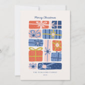 Minimaal Scandinavisch met Kleurrijke Geschenken F Feestdagenkaart (Voorkant)