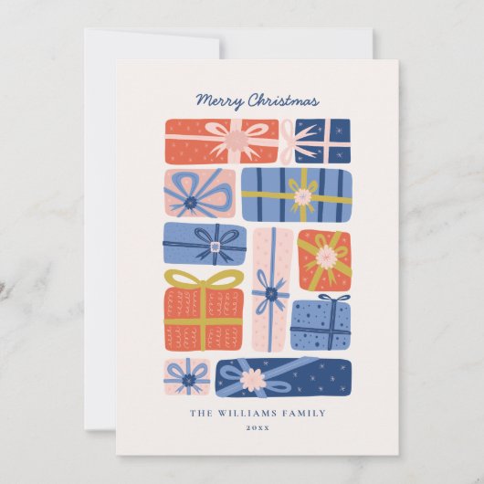 Minimaal Scandinavisch met Kleurrijke Geschenken N Feestdagenkaart (Voorkant)