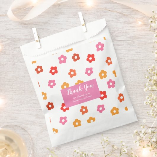 Minimaal Schattige roze geel rood Sinaasappel bloe Bedankzakje (Geknipt)