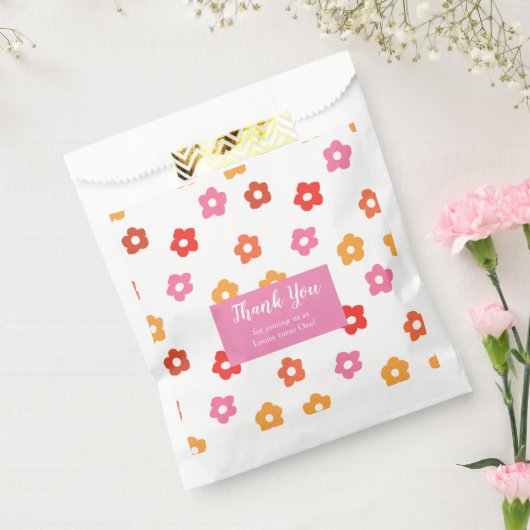 Minimaal Schattige roze geel rood Sinaasappel bloe Bedankzakje (Gezegeld)