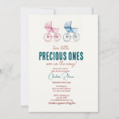 Minimaal Schattige tweeling Baby shower Kaart (Voorkant)