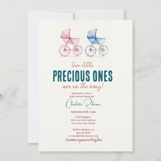 Minimaal Schattige tweeling Baby shower Kaart (Voorkant)