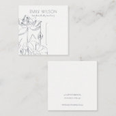 Minimaal scherm Waterlily Floral Sketch Hair Clip Vierkante Visitekaartje (Voorkant / Achterkant)