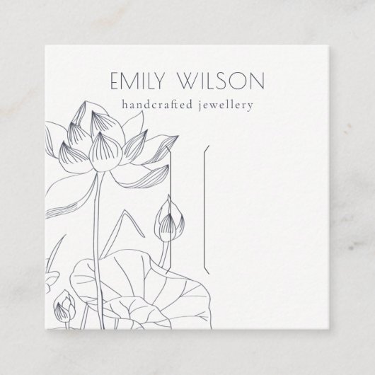Minimaal scherm Waterlily Floral Sketch Hair Clip Vierkante Visitekaartje (Voorkant)