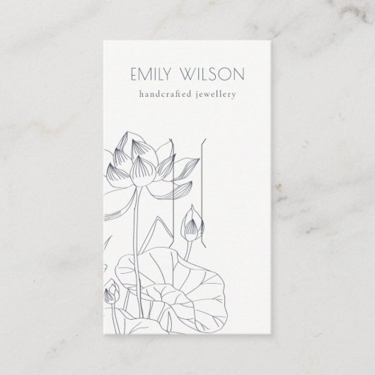 Minimaal scherm Waterlily Floral Sketch Hair Clip Visitekaartje (Voorkant)