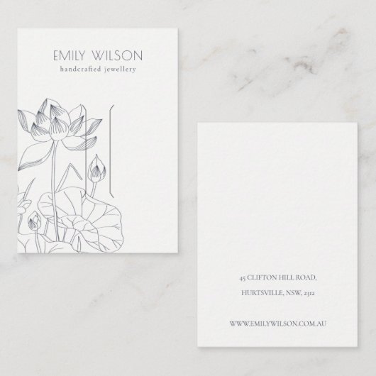 Minimaal scherm Waterlily Floral Sketch Hair Clip Visitekaartje (Voorkant / Achterkant)