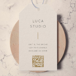 Minimaal Schoon Eenvoudig Modern QR Code Goud en C Cadeaulabel